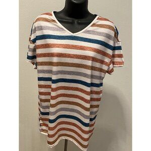 Unbranded Womens L Striped T- Shirt Short Sleeve